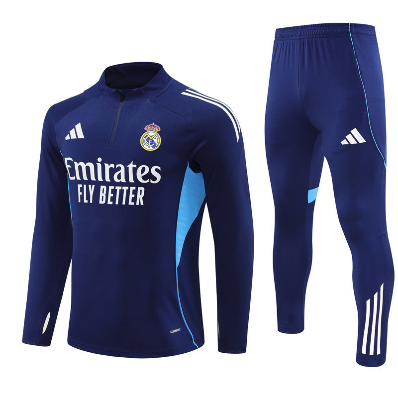 Real Madrid 2025/26 Tracksuit Navy Blue 1/4 Zip